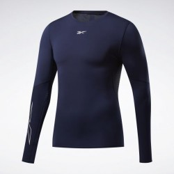 REEBOK Kompresní triko Fitness Compression Tee LS - modrý
